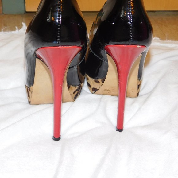 Steve Madden JAAGG Leather Black/ Leopard pumps size 6 - Picture 10 of 11